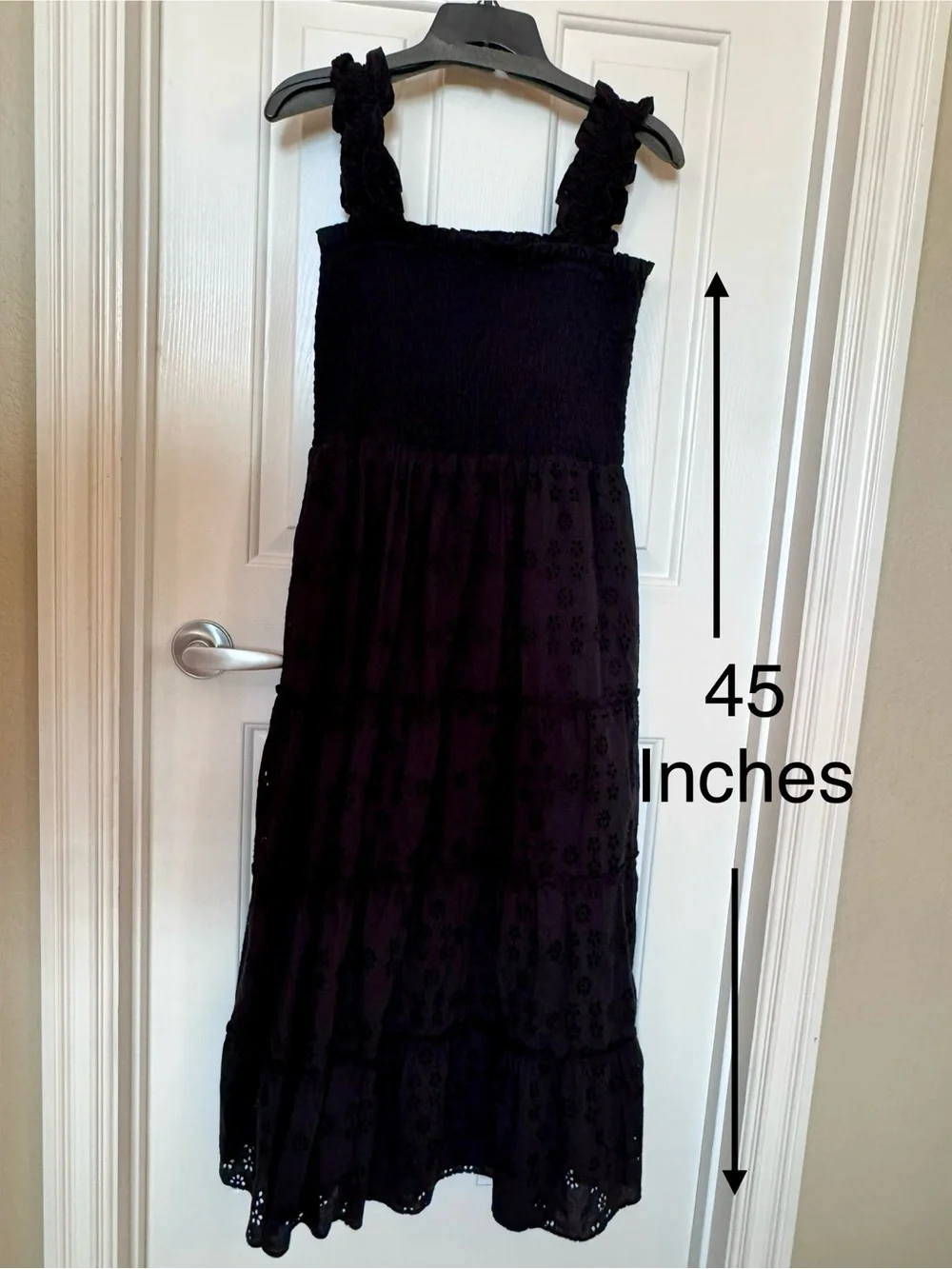 Quince Black Tiered Eyelet Midi Dress-Style Skirt